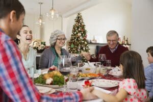 family having lunch together