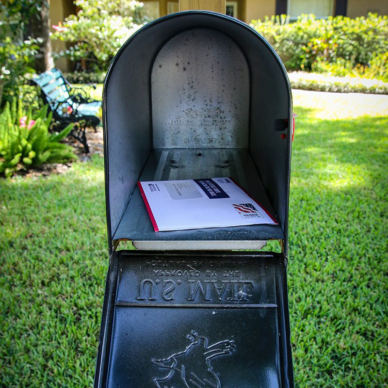 mailbox open with letter