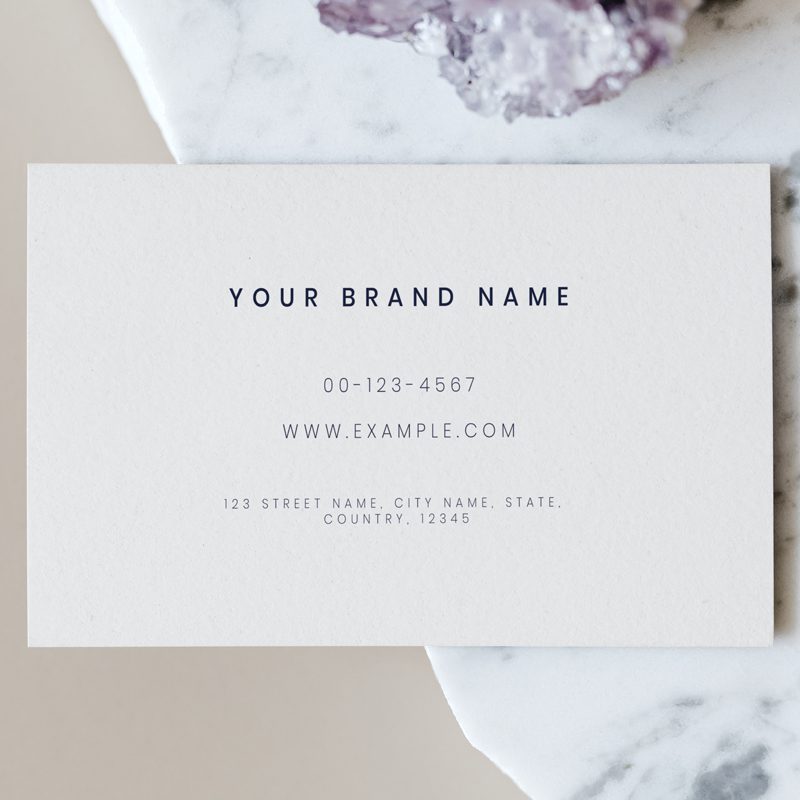 Business card mockup on a marble countertop