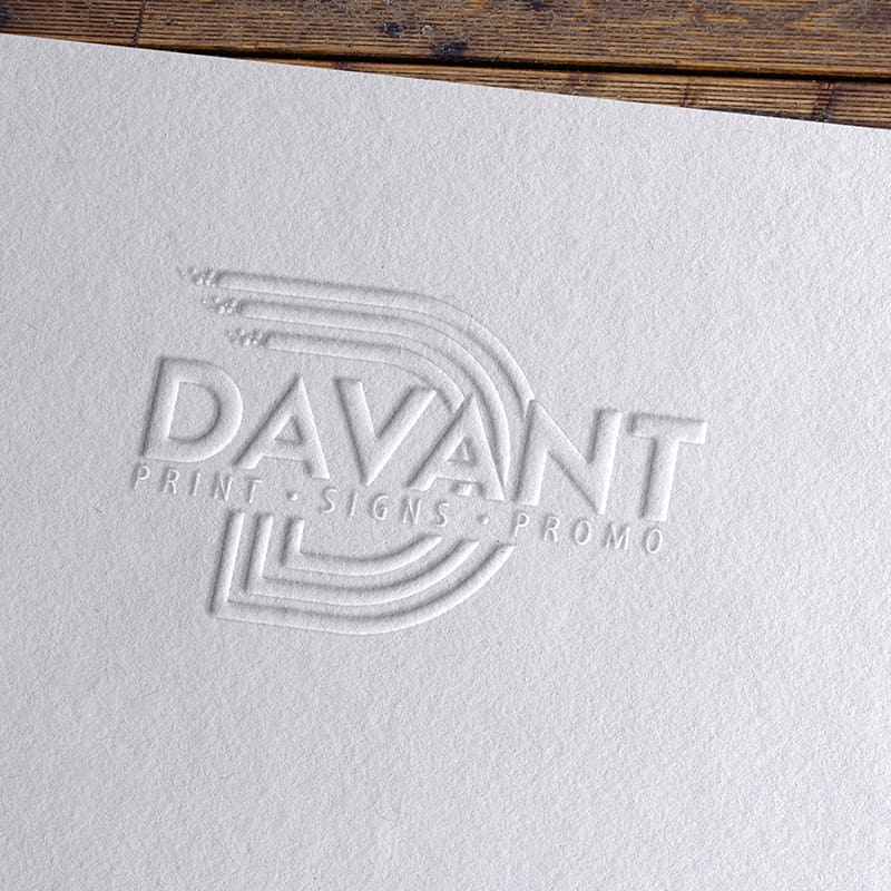 Debossed logo on paper by Davant