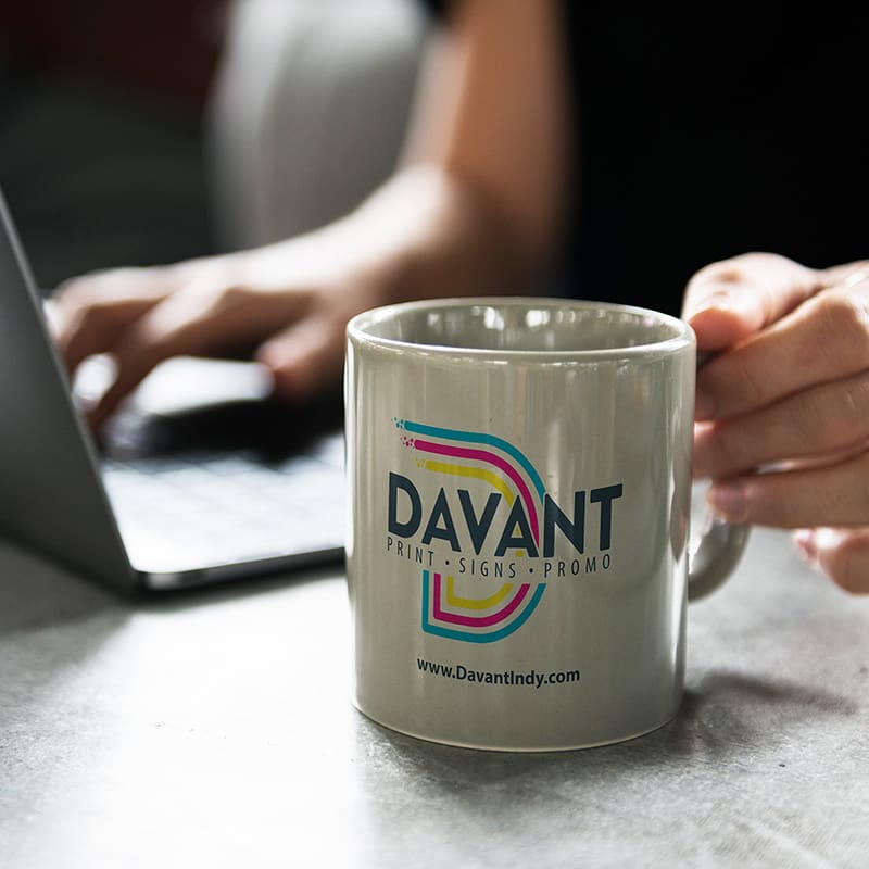 coffee cup with business logo by davant