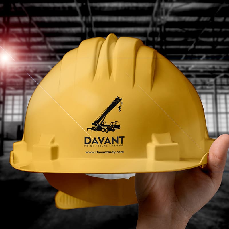 construction hard hat with business logo by davant