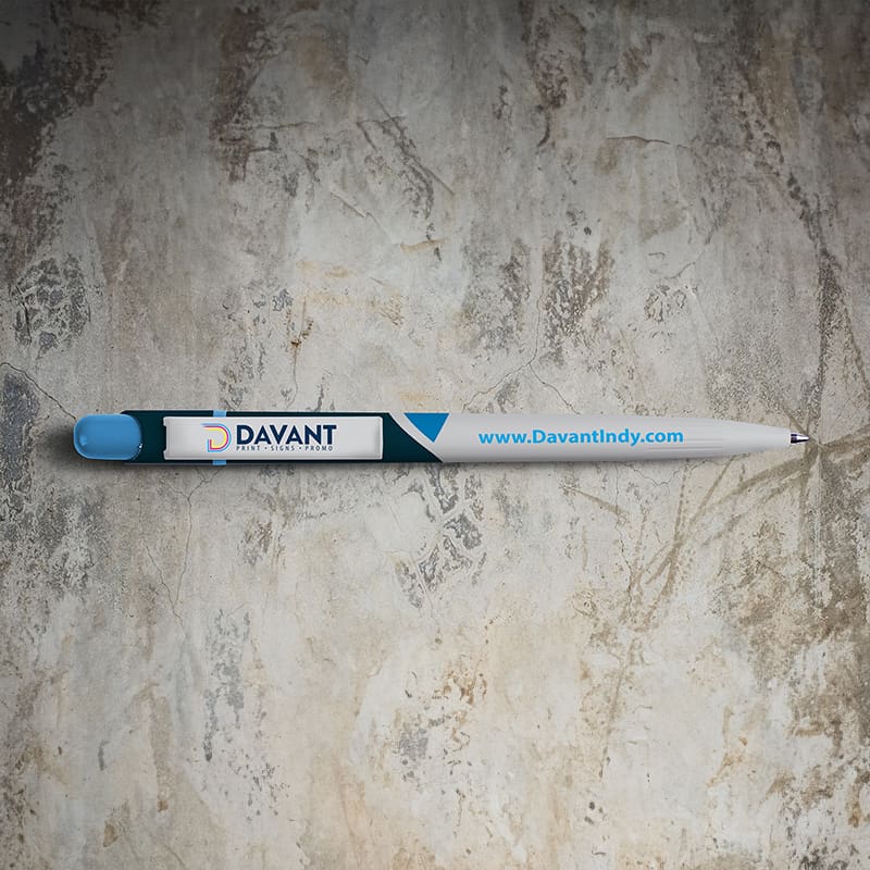 customized click pen with davant logo