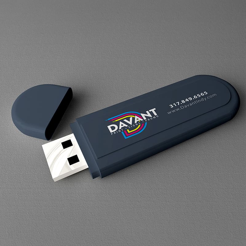 darkblue flashdrive with company logo by davant
