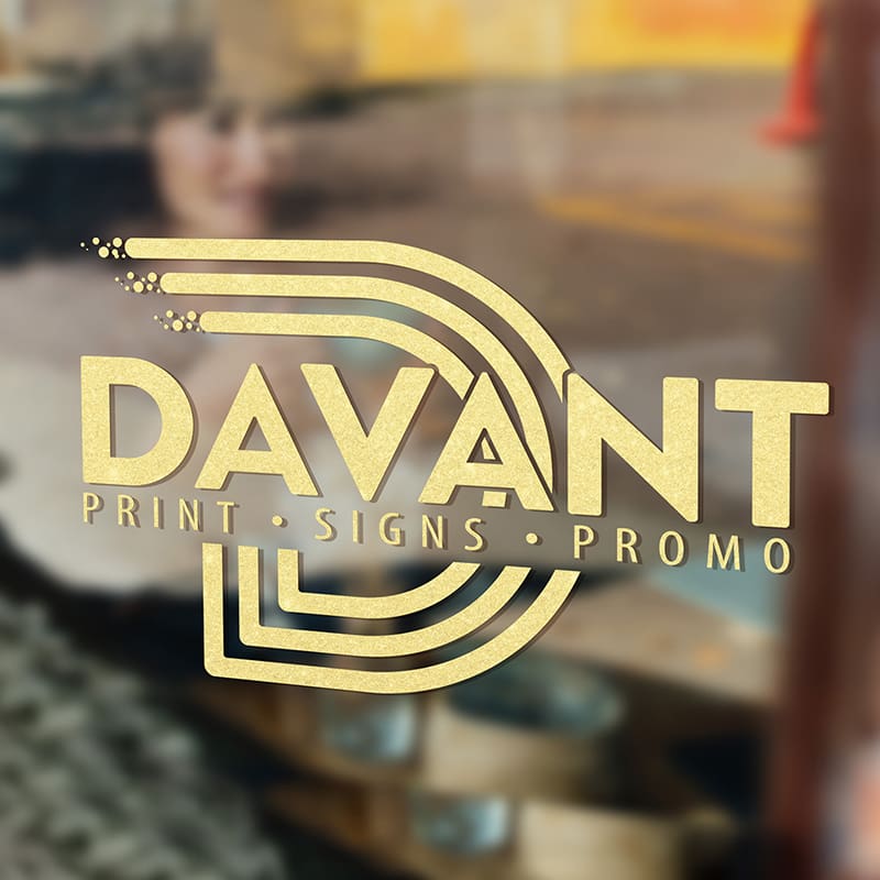 gold window signage by davant