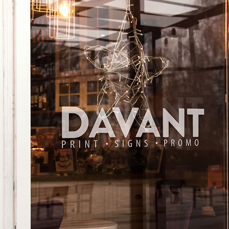 window cling signage by davant
